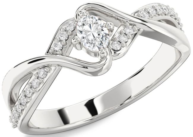 Diamond Silver Oval Promise Ring