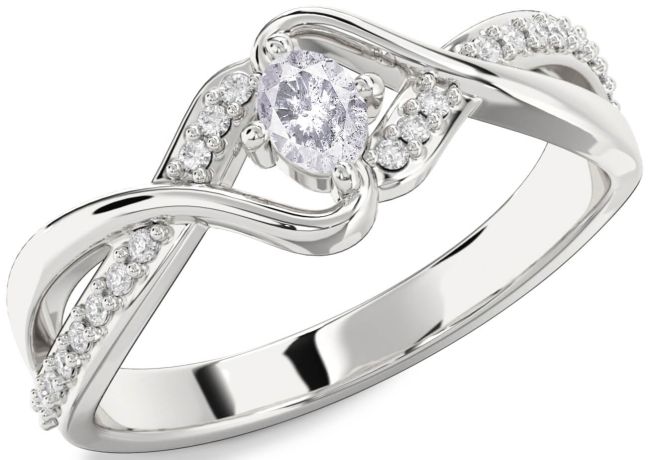 Salt & Pepper Diamond Silver Oval Promise Ring