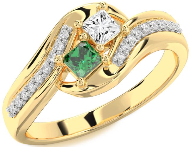 Diamond Gold Princess Two Stone Promise Ring