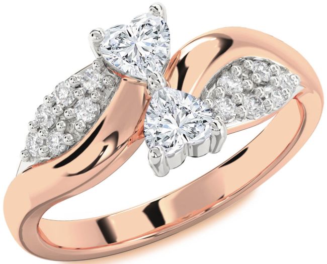 Diamond Platinum & Rose Gold Two Heart Ring