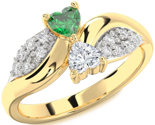 Diamond Gold Two Heart Promise Ring