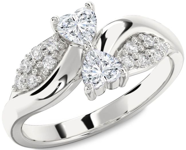 Diamond White Gold Two Heart Ring
