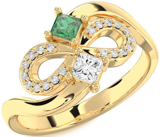 Diamond Gold Infinity Princess Two Stone Promise Ring