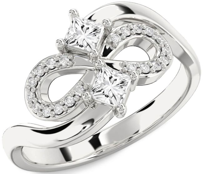 Diamond Platinum Infinity Princess Two Stone Ring