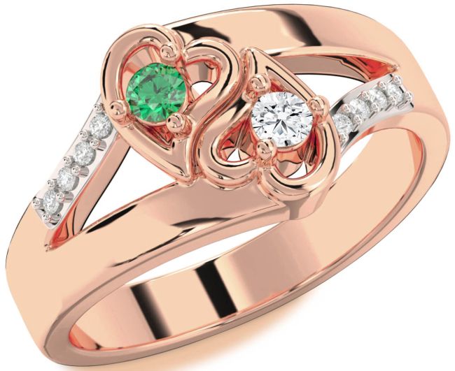 Diamond Rose Gold Heart Two Stone Promise Ring
