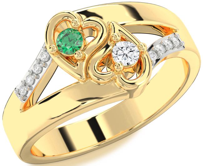 Diamond Gold Heart Two Stone Promise Ring