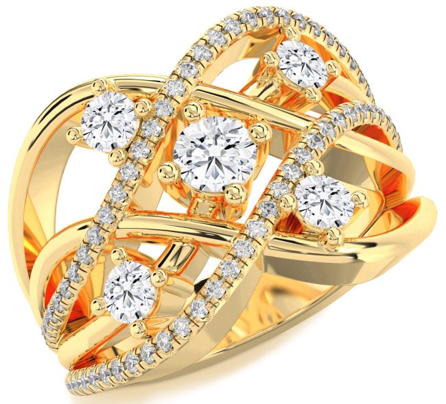 Diamond Gold Silver Knot Ring