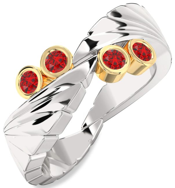 Ruby Gold Silver Wings Ring