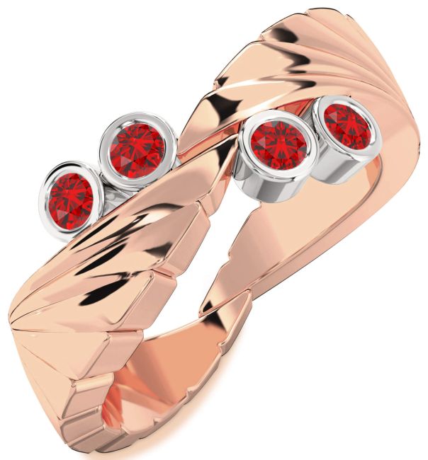Ruby White Rose Gold Wings Ring