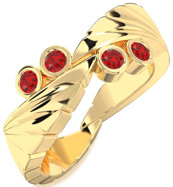 Ruby Gold Silver Wings Ring