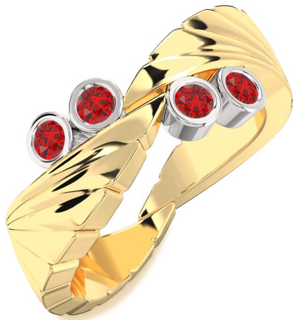 Ruby Gold Silver Wings Ring