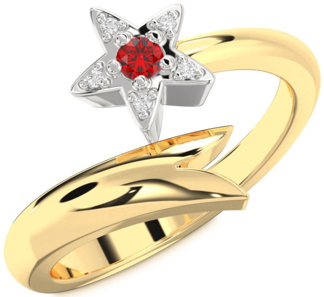 Diamond Ruby Gold Silver Star Round Promise Ring