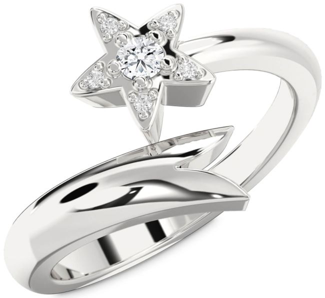 Diamond White Gold Star Round Promise Ring