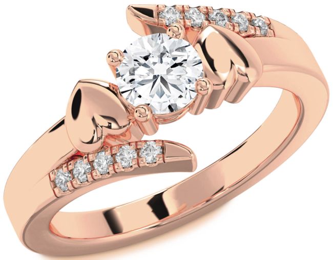 Diamond Rose Gold Heart Solitaire Engagement Ring