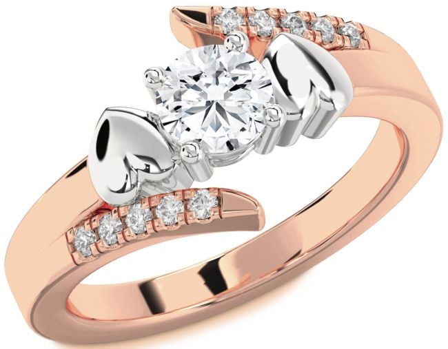Diamond White Rose Gold Heart Solitaire Engagement Ring