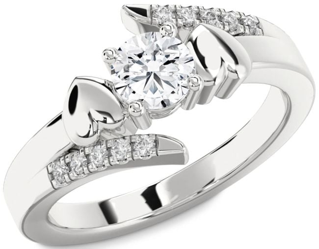 Diamond White Gold Heart Solitaire Engagement Ring