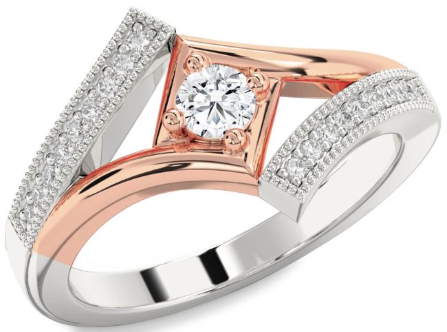Diamond White Rose Gold Round Promise Ring