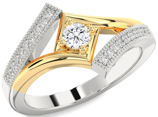 Diamond Silver & 10K gold Round Promise Ring
