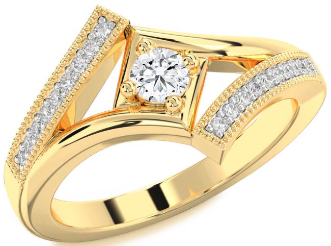 Diamond Gold Silver Round Promise Ring