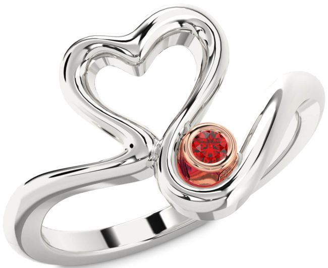 Ruby Rose Gold Silver Heart Promise Ring