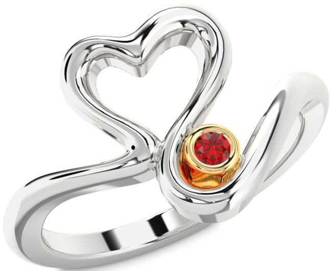 Ruby Gold Silver Heart Promise Ring