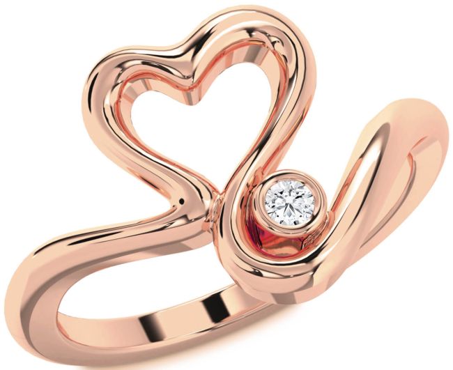 Diamond Rose Gold Silver Heart Promise Ring