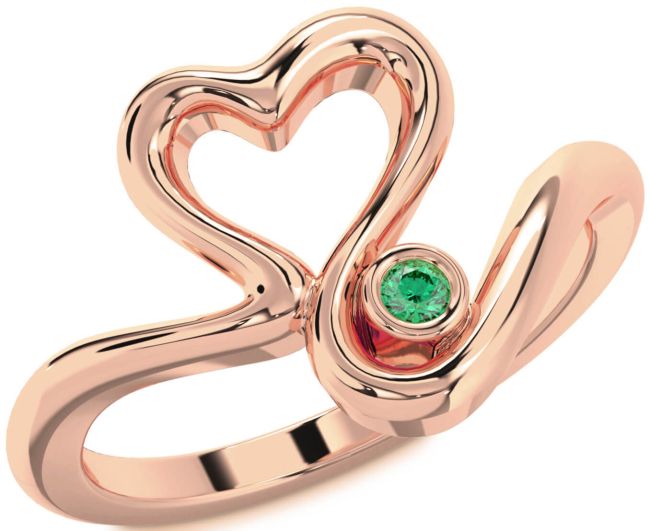 Emerald Rose Gold Heart Promise Ring