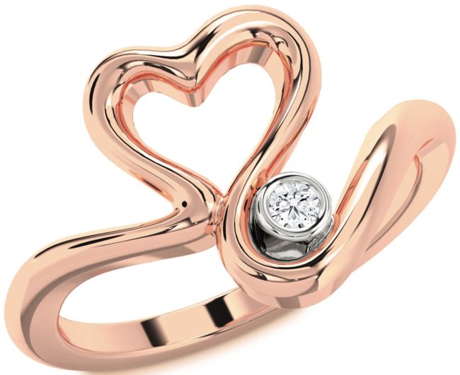 Diamond Platinum & Rose Gold Heart Promise Ring