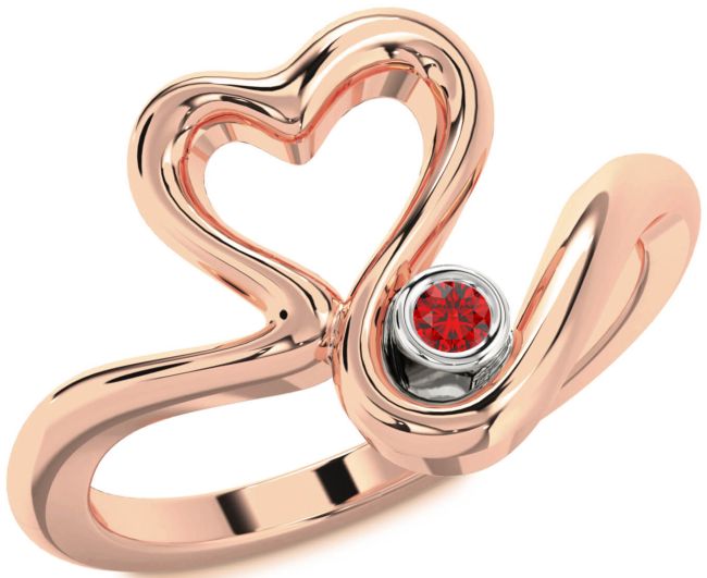 Ruby Rose Gold Silver Heart Promise Ring