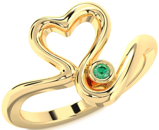 Emerald Gold Heart Promise Ring