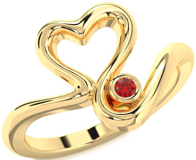 Ruby Gold Silver Heart Promise Ring