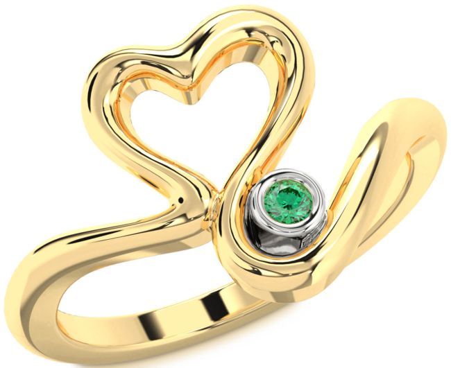 Emerald Gold Silver Heart Promise Ring