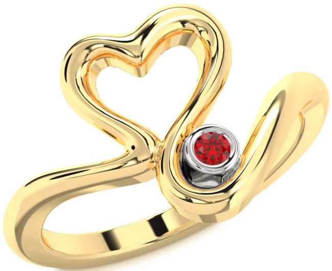 Ruby Gold Silver Heart Promise Ring