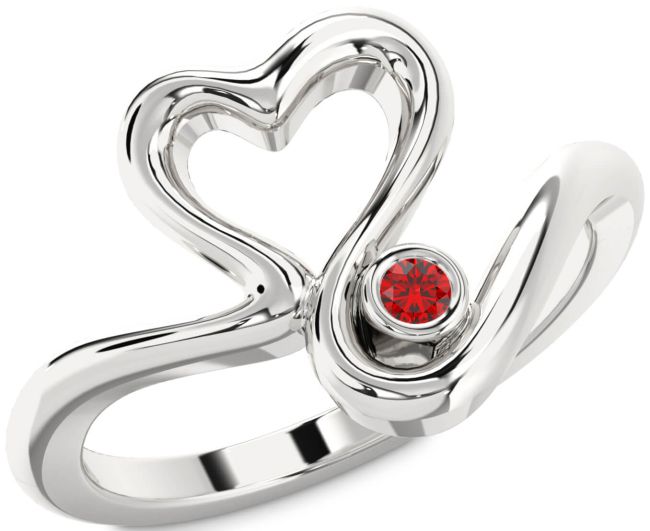 Ruby Platinum Heart Promise Ring