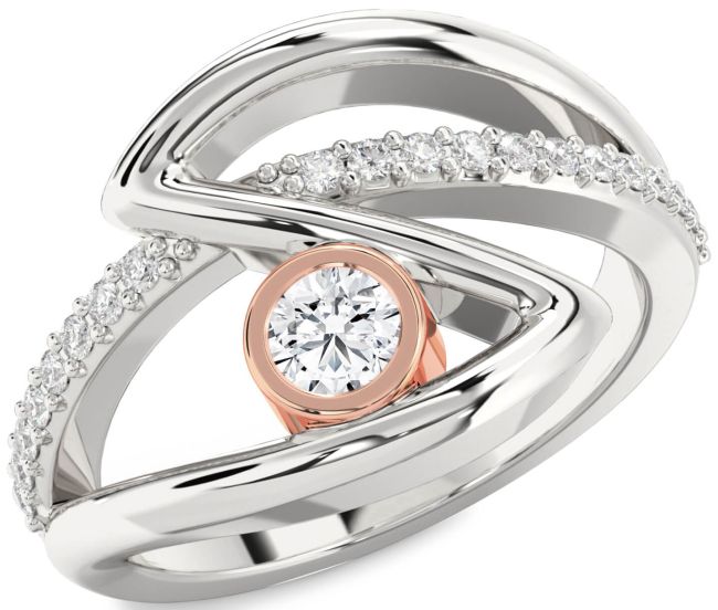 Diamond White Rose Gold Round Promise Ring