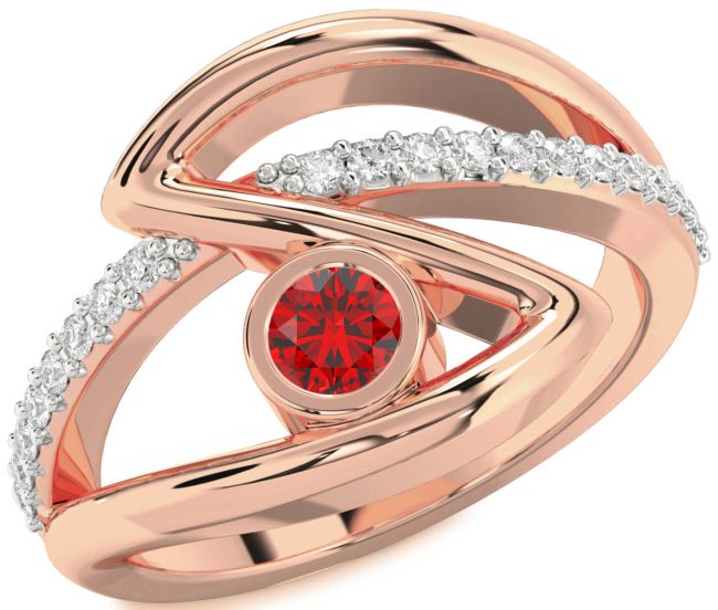 Diamond Ruby Rose Gold Round Promise Ring