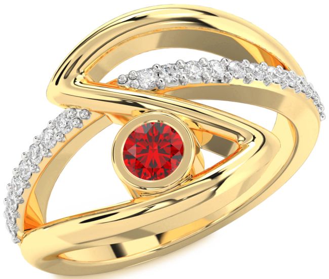 Diamond Ruby Gold Round Promise Ring