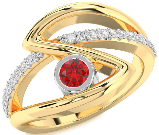 Diamond Ruby Gold Silver Round Promise Ring