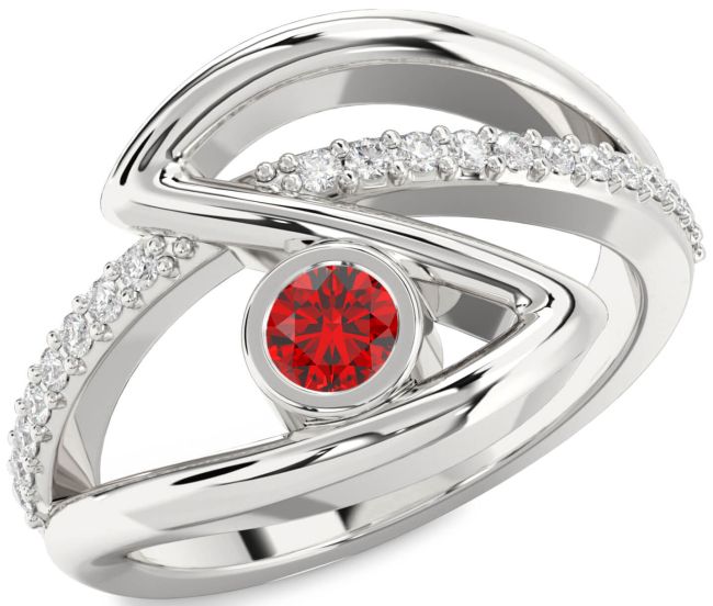 Diamond Ruby Platinum Round Promise Ring