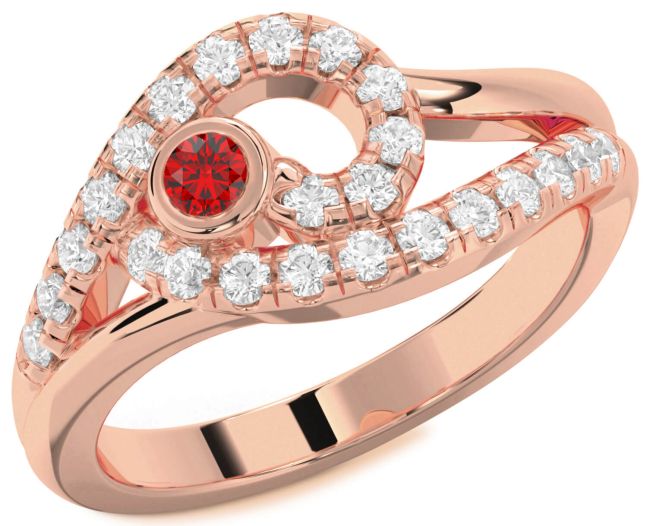 Diamond Ruby Rose Gold Round Promise Ring