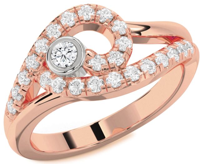 Diamond Rose Gold Silver Round Promise Ring