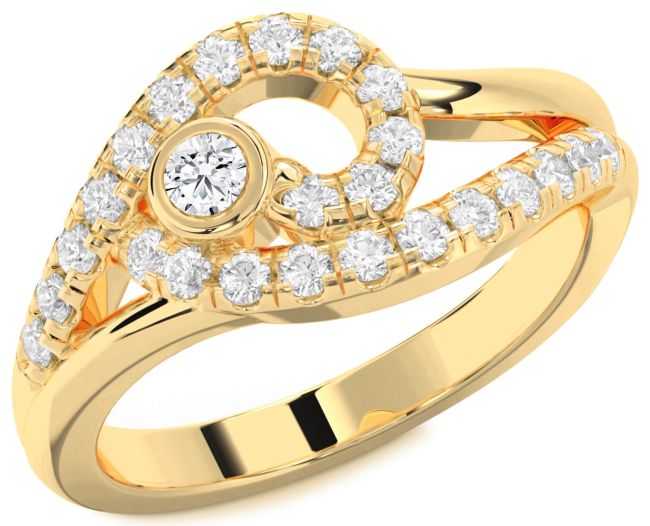 Diamond Gold Silver Round Promise Ring