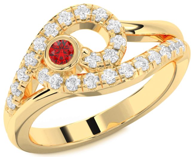 Diamond Ruby Gold Silver Round Promise Ring