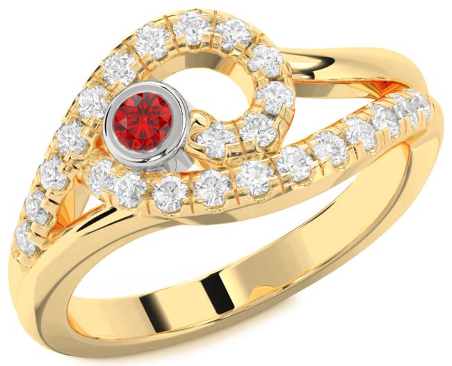 Diamond Ruby Gold Silver Round Promise Ring