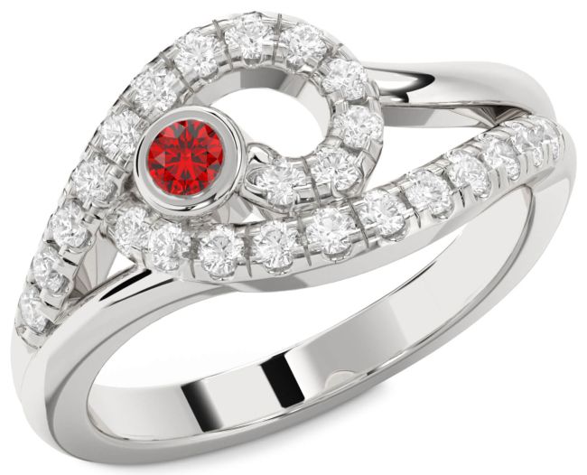 Diamond Ruby Platinum Round Promise Ring
