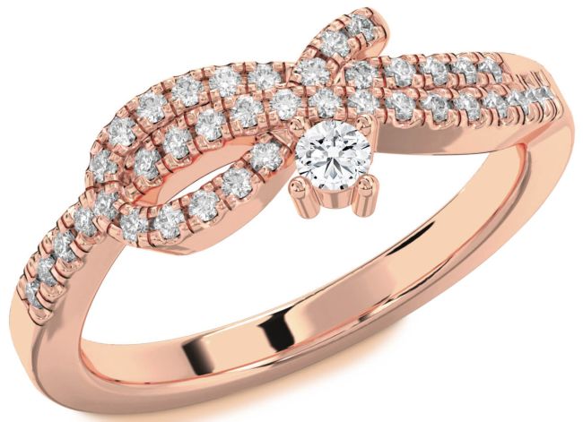 Diamond Rose Gold Knot Round Promise Ring