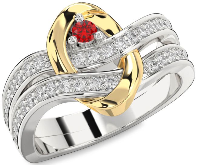 Diamond Ruby Gold Silver Round Promise Ring