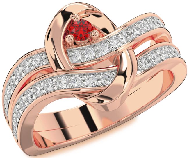 Diamond Ruby Rose Gold Round Promise Ring