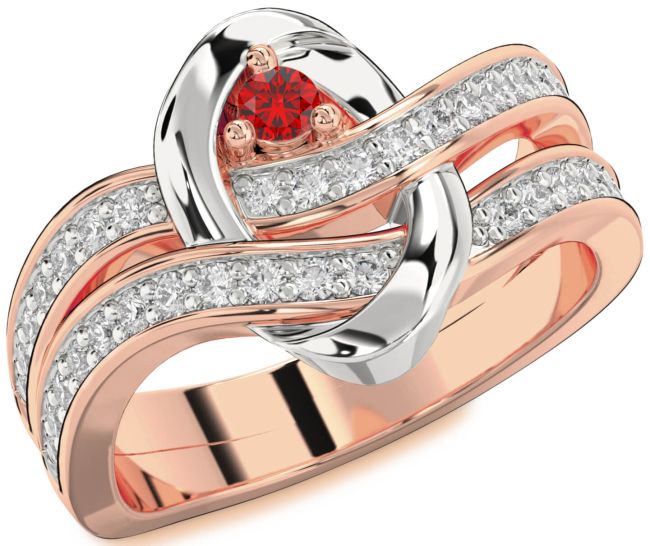 Diamond Ruby Rose Gold Silver Round Promise Ring