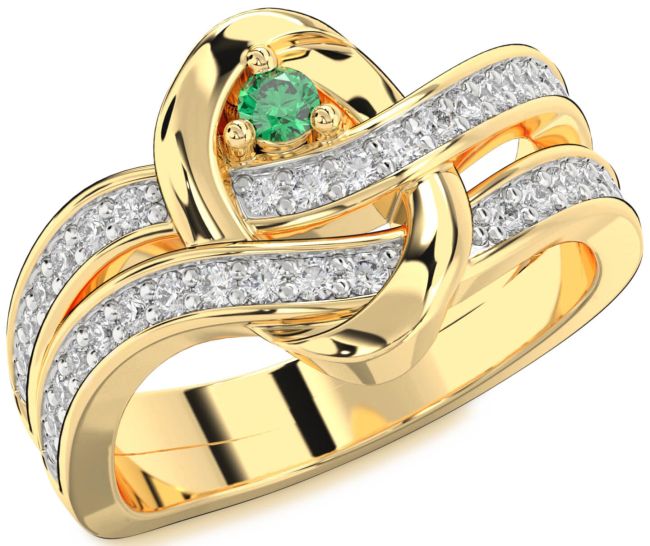 Diamond Emerald Gold Round Promise Ring